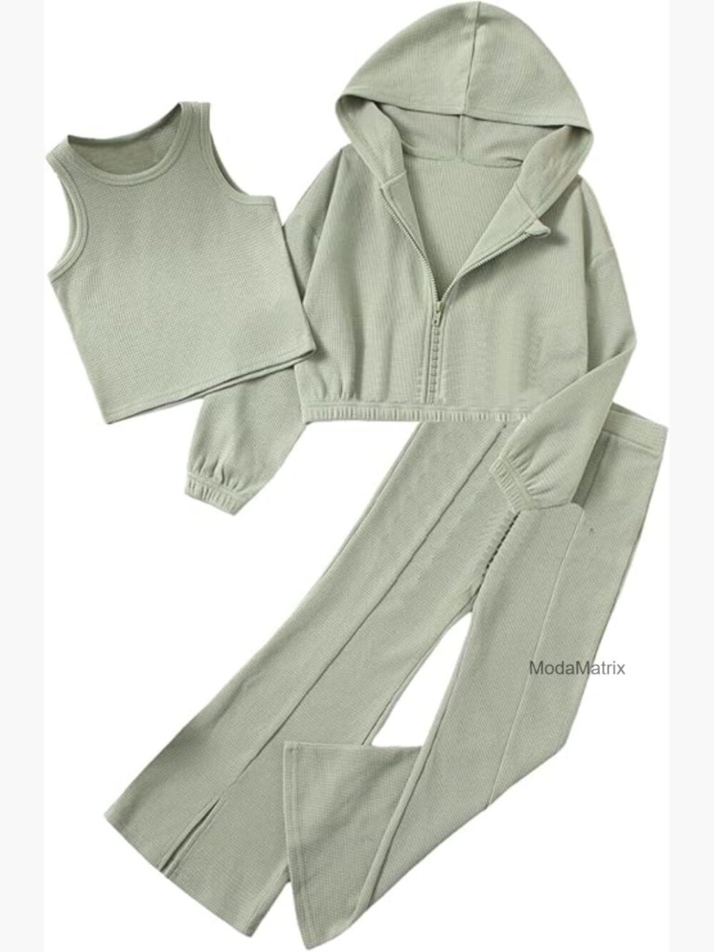 Girls 3-Piece Hoodie Tank Flare Pants Outfit Set